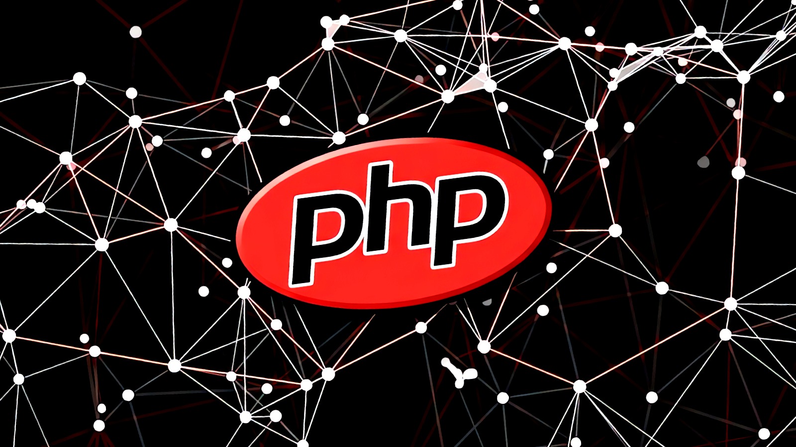 Capa da reportagem do BleepingComputer: marca do PHP sobre uma rede de pontos.